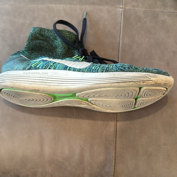 Nike Lunarepic Flyknit Rio Blue Poison Green Volt High Top Sneakers Size 9.5 - Picture 12 of 16